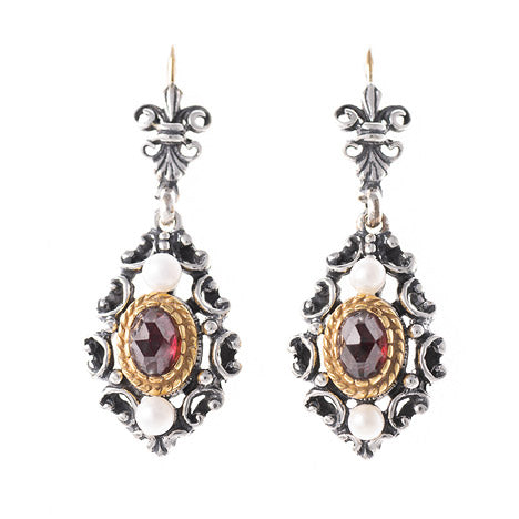 Ohrringe 925 Silber Trachtenschmuck Granat Perle