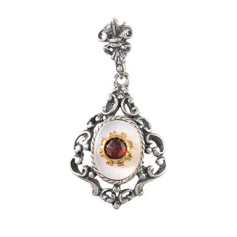 Anhänger 925 Silber Trachtenschmuck Perlmutt Granat