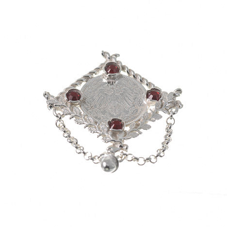 Brosche 925 Silber Trachtenschmuck Mark rot