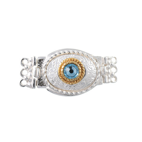 Schließe für Kropfkette 925 Silber Trachtenschmuck hellblau