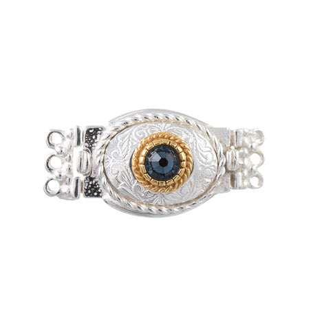 Schließe für Kropfkette 925 Silber Trachtenschmuck blau