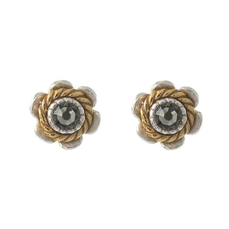 Ohrstecker 925 Silber Trachtenschmuck Zirkonia anthrazit