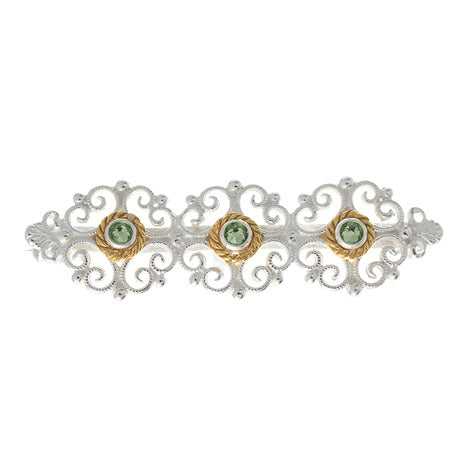 Brosche 925 Silber Trachtenschmuck Zirkonia hellgrün