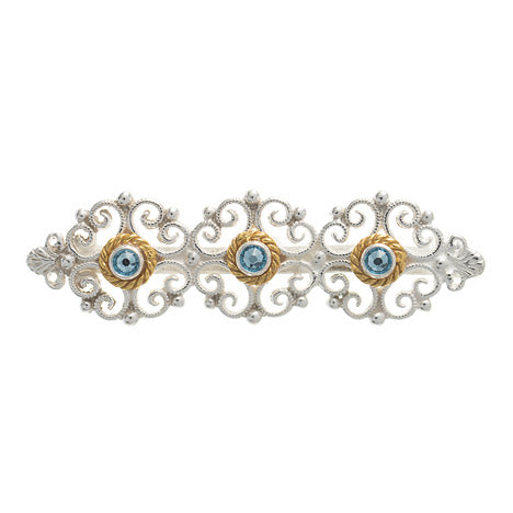 Brosche 925 Silber Trachtenschmuck Zirkonia hellblau