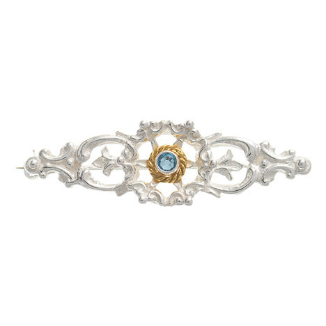 Brosche 925 Silber Trachtenschmuck Zirkonia hellblau Jubiläum