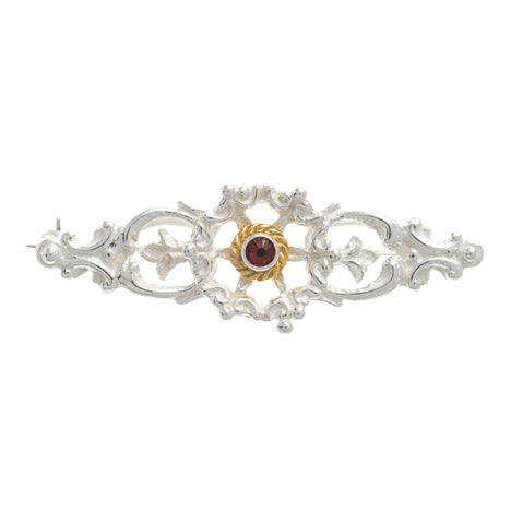 Brosche 925 Silber Trachtenschmuck Zirkonia rot