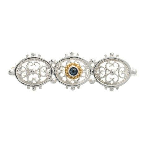 Brosche 925 Silber Trachtenschmuck Zirkonia blau