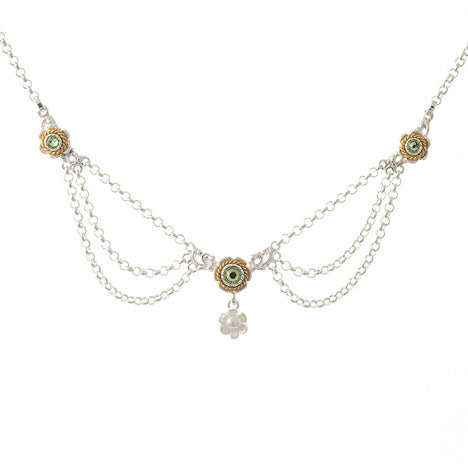 Collier 925 Silber Trachtenschmuck Perle hellgrün
