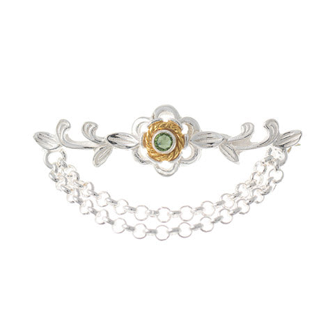 Brosche 925 Silber Trachtenschmuck Zirkonia hellgrün