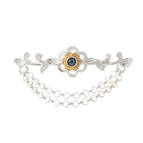 Brosche 925 Silber Trachtenschmuck Zirkonia blau