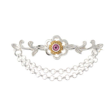 Brosche 925 Silber Trachtenschmuck Zirkonia pink