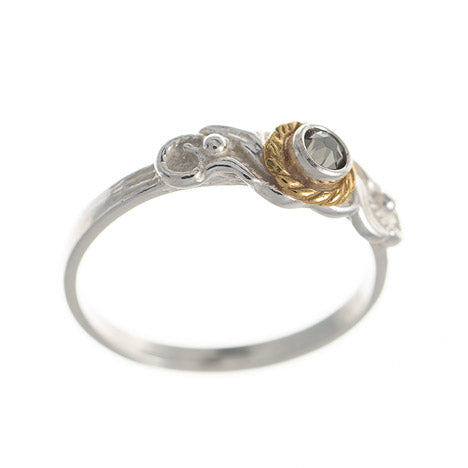 Ring 925 Silber Trachtenschmuck Zirkonia anthrazit