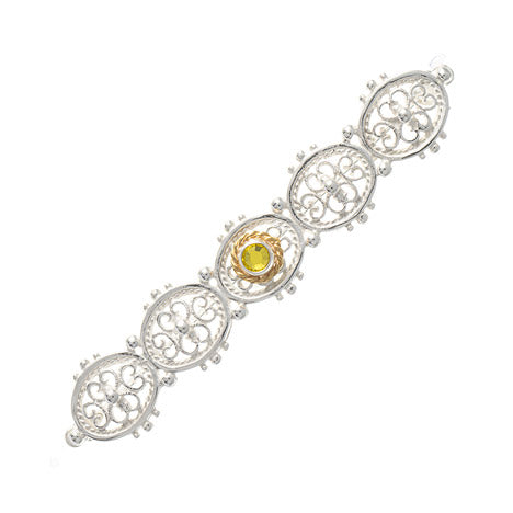 Brosche 925 Silber Trachtenschmuck Zirkonia gelb