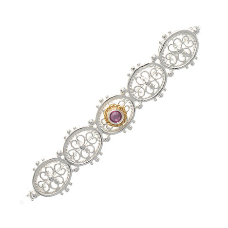 Brosche 925 Silber Trachtenschmuck Zirkonia pink