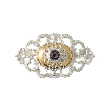 Brosche 925 Silber Trachtenschmuck Zirkonia lila