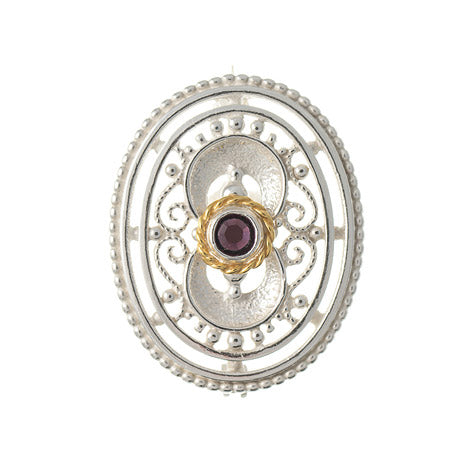 Brosche 925 Silber Trachtenschmuck Zirkonia lila