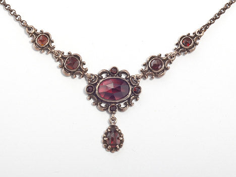 Collier Granat 925 Silber patiniert