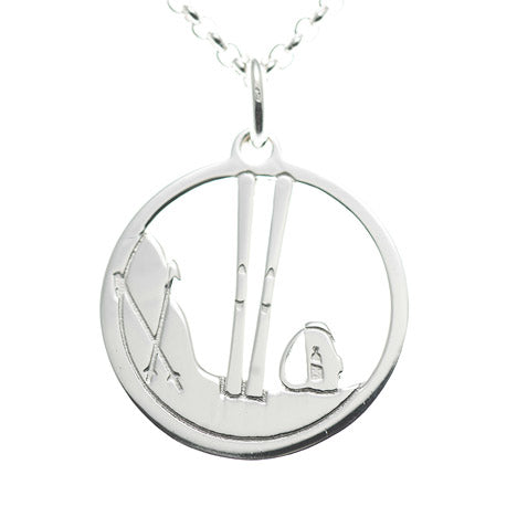 Skitouren-Anhänger 925 Silber mit Kette 45cm