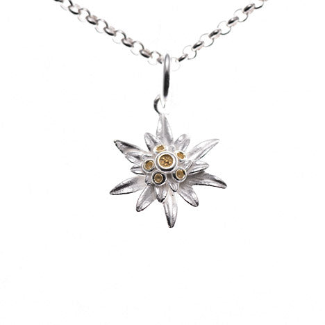Anhänger mit Kette 925 Silber Tracht Edelweiss