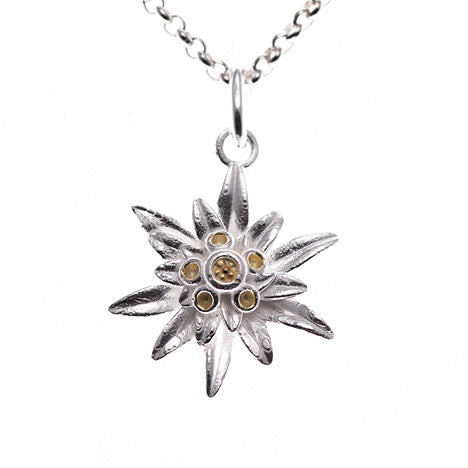 Anhänger mit Kette 925 Silber Tracht Edelweiss