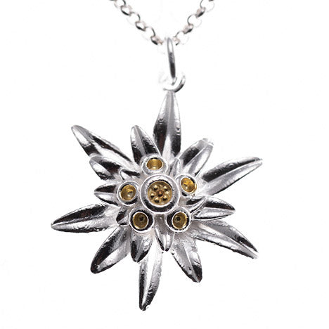 Anhänger mit Kette 925 Silber Tracht Edelweiss