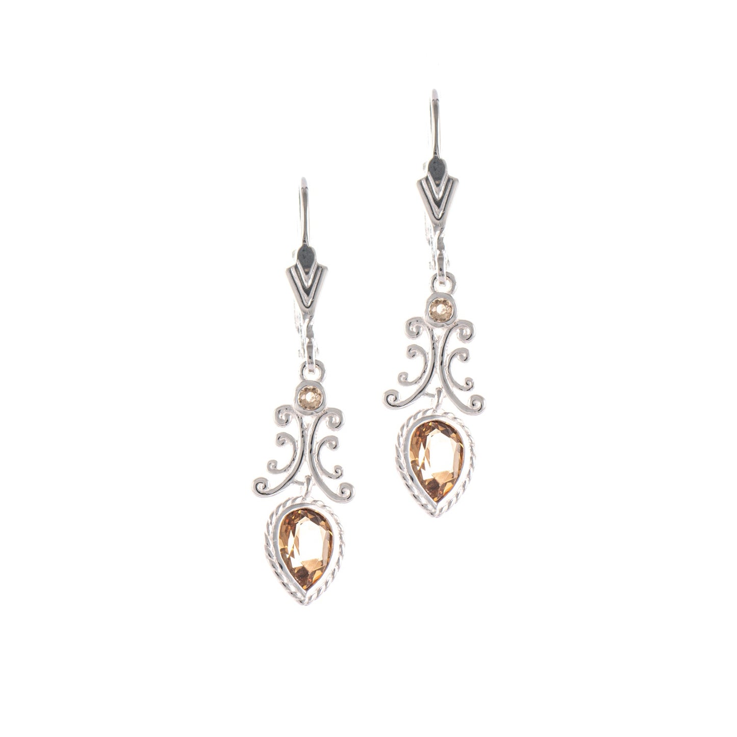 Ohrringe 925 Silber Zirkonia cognac