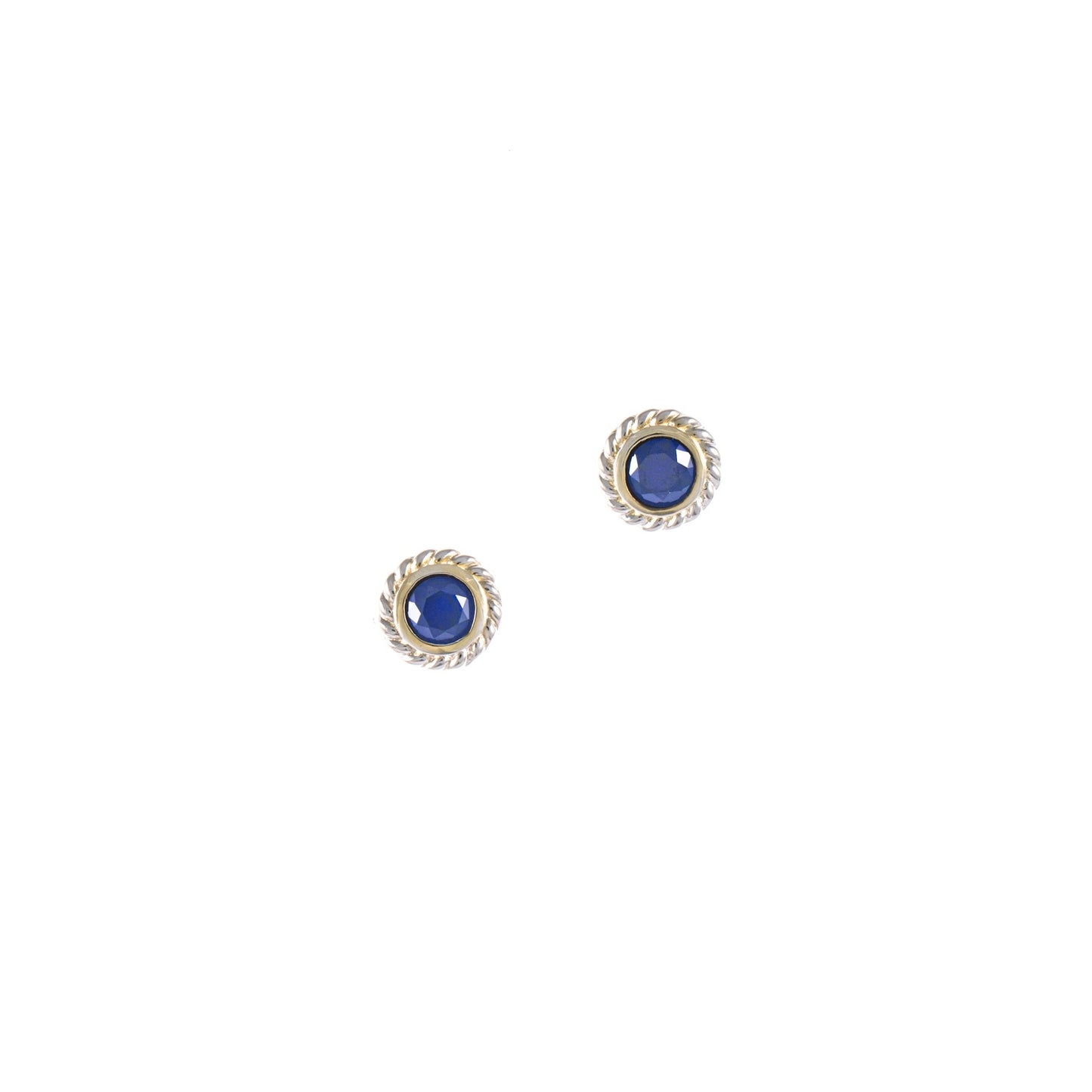 Ohrstecker 925 Silber teilvergoldet Zirkonia blau