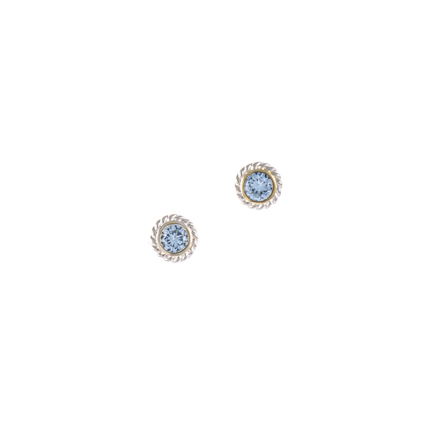 Ohrstecker 925 Silber teilvergoldet Zirkonia hellblau