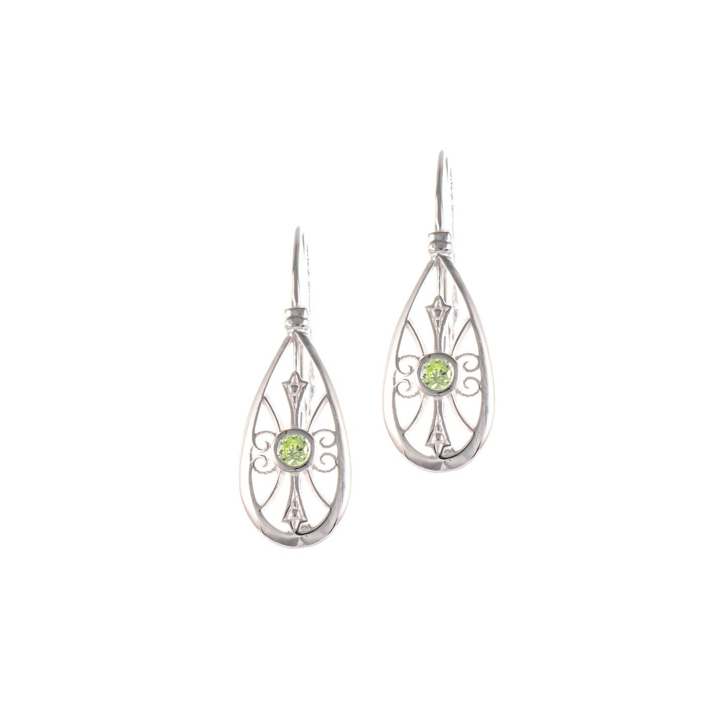 Ohrringe Bouton 925 Silber Zirkonia hellgrün