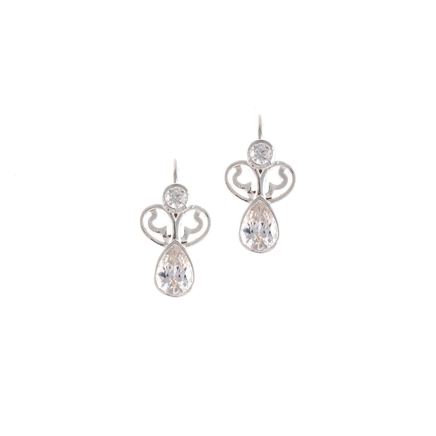 Ohrringe Bouton 925 Silber Zirkonia weiss