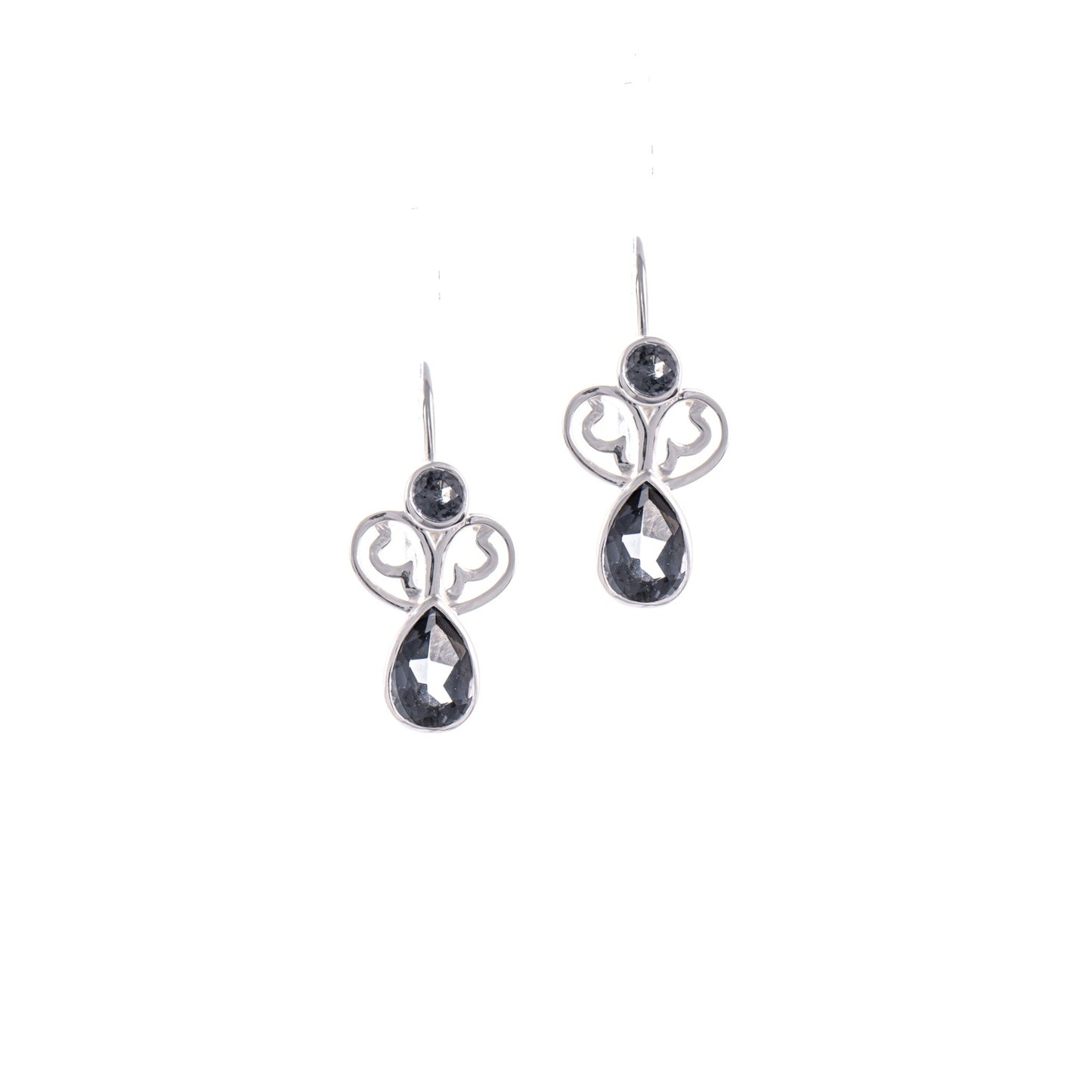 Ohrringe Bouton 925 Silber Zirkonia anthrazit