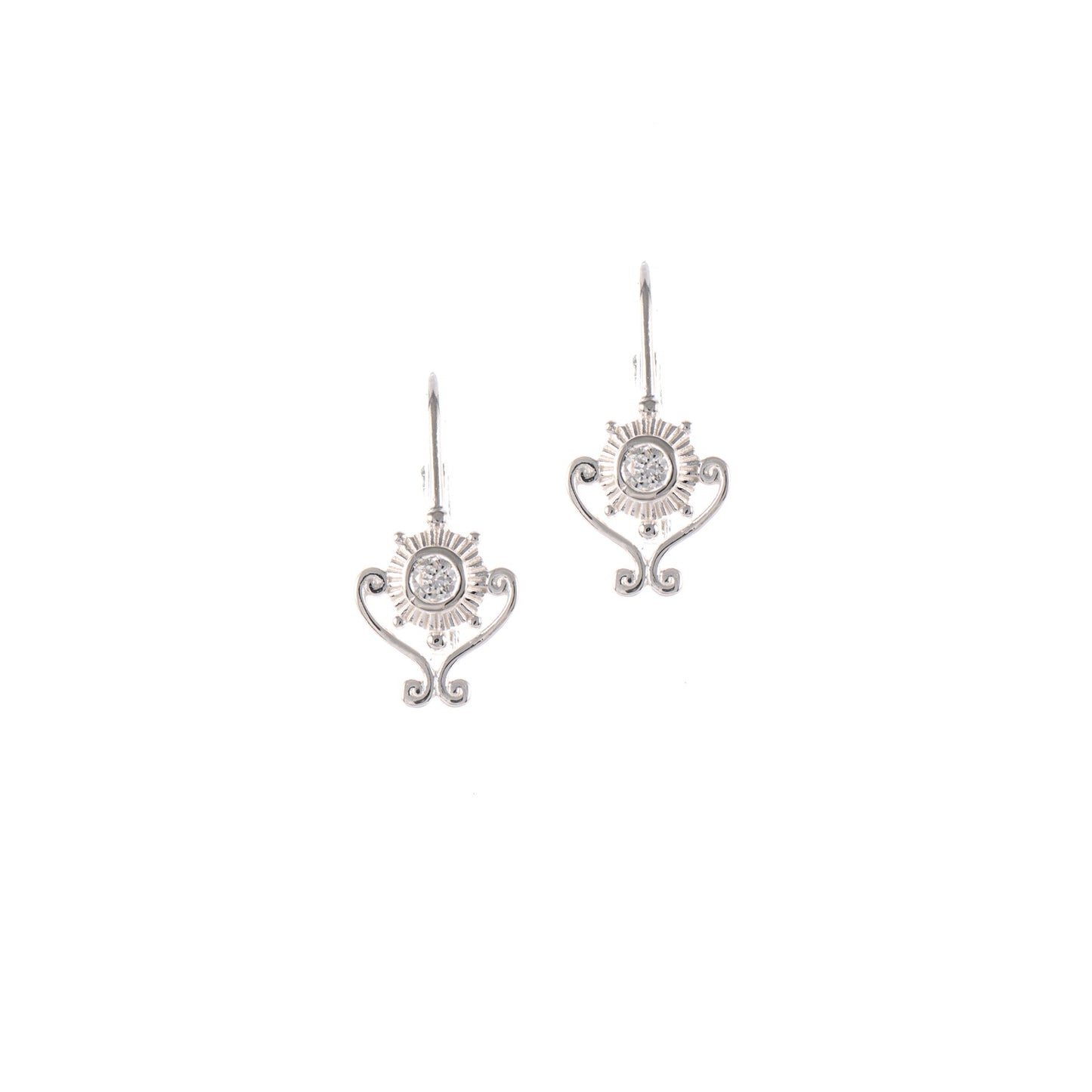 Ohrringe Bouton 925 Silber Zirkonia weiss