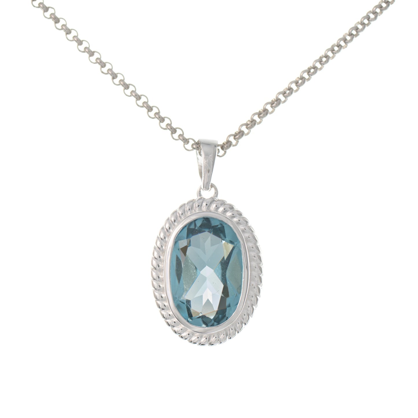 Anhänger mit Kette 925 Silber Zirkonia hellblau