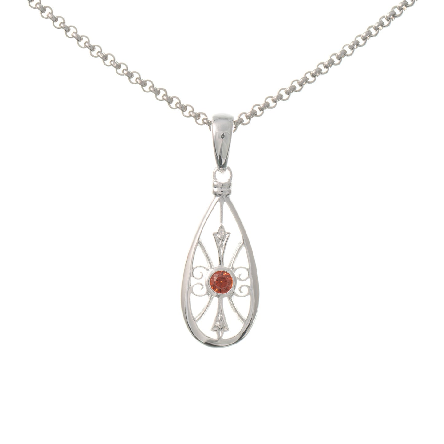 Anhänger mit Kette 925 Silber Zirkonia rot