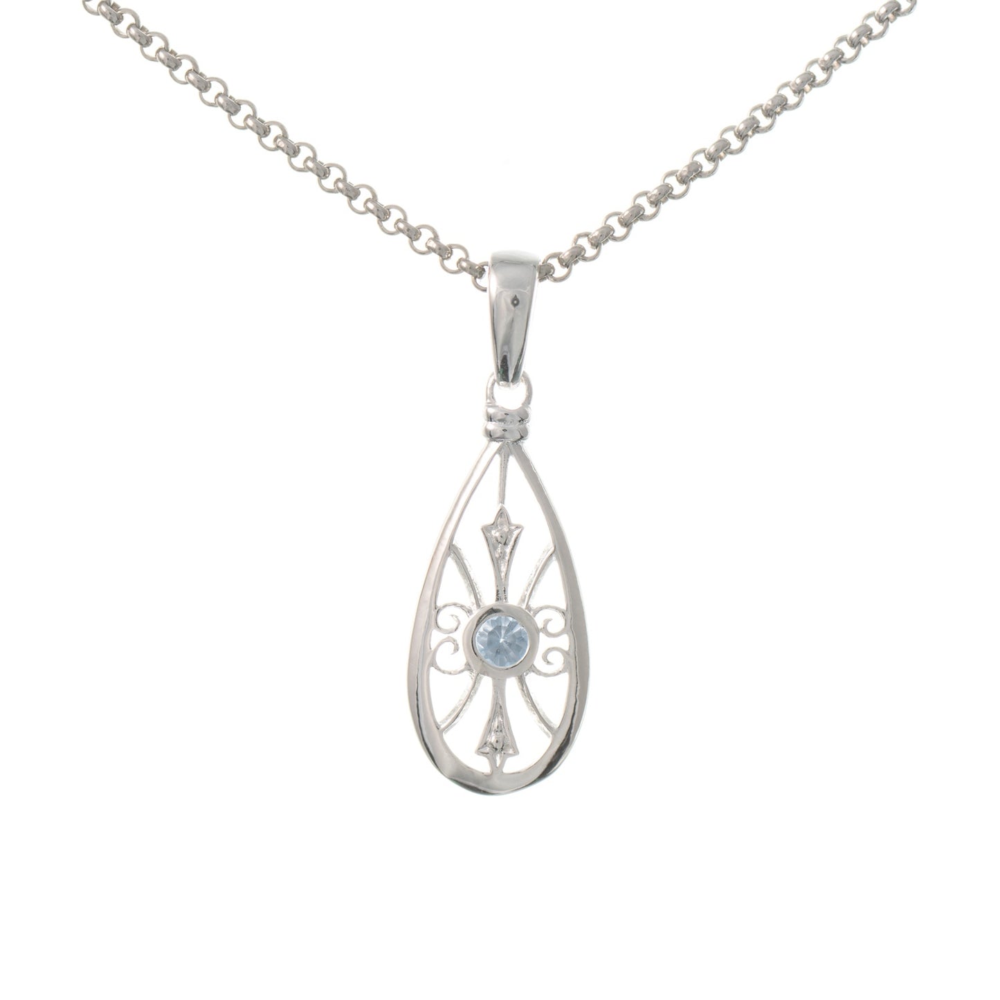 Anhänger mit Kette 925 Silber Zirkonia hellblau