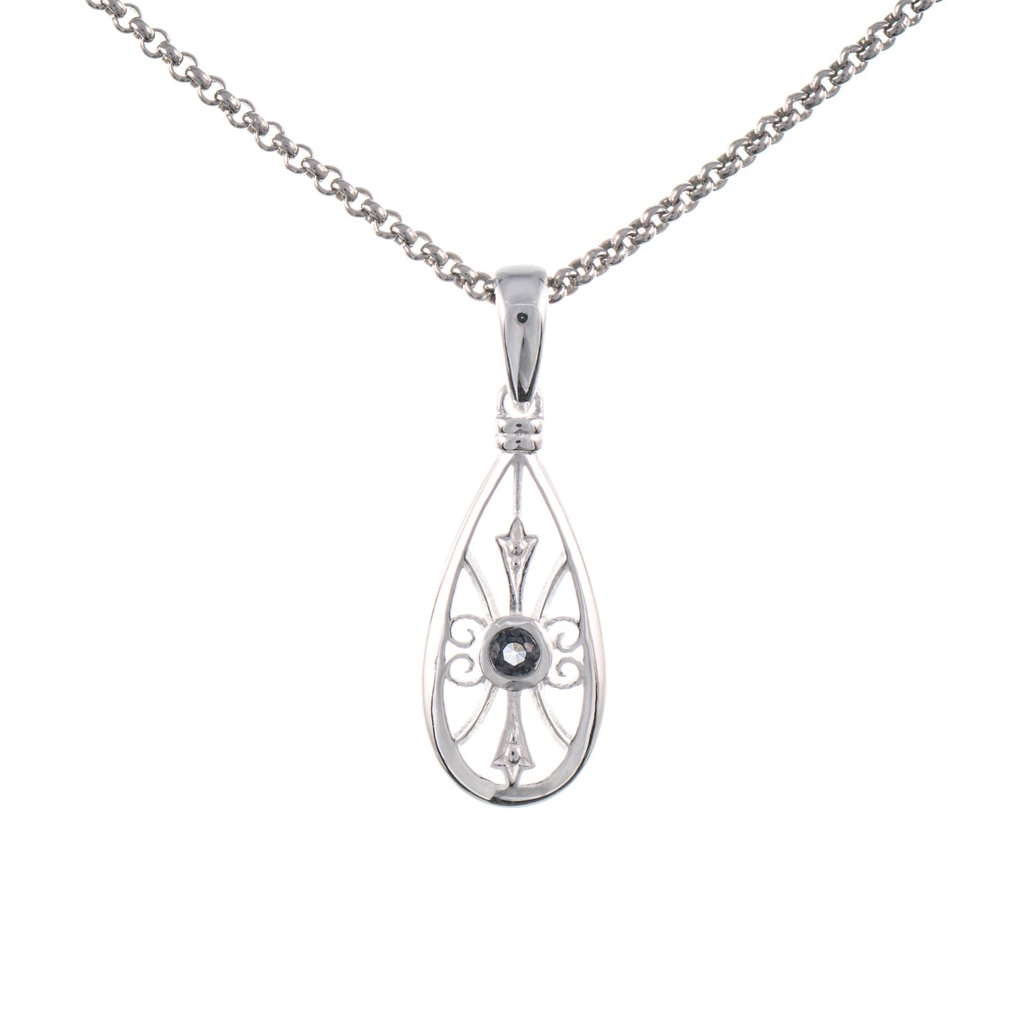 Anhänger mit Kette 925 Silber Zirkonia anthrazit
