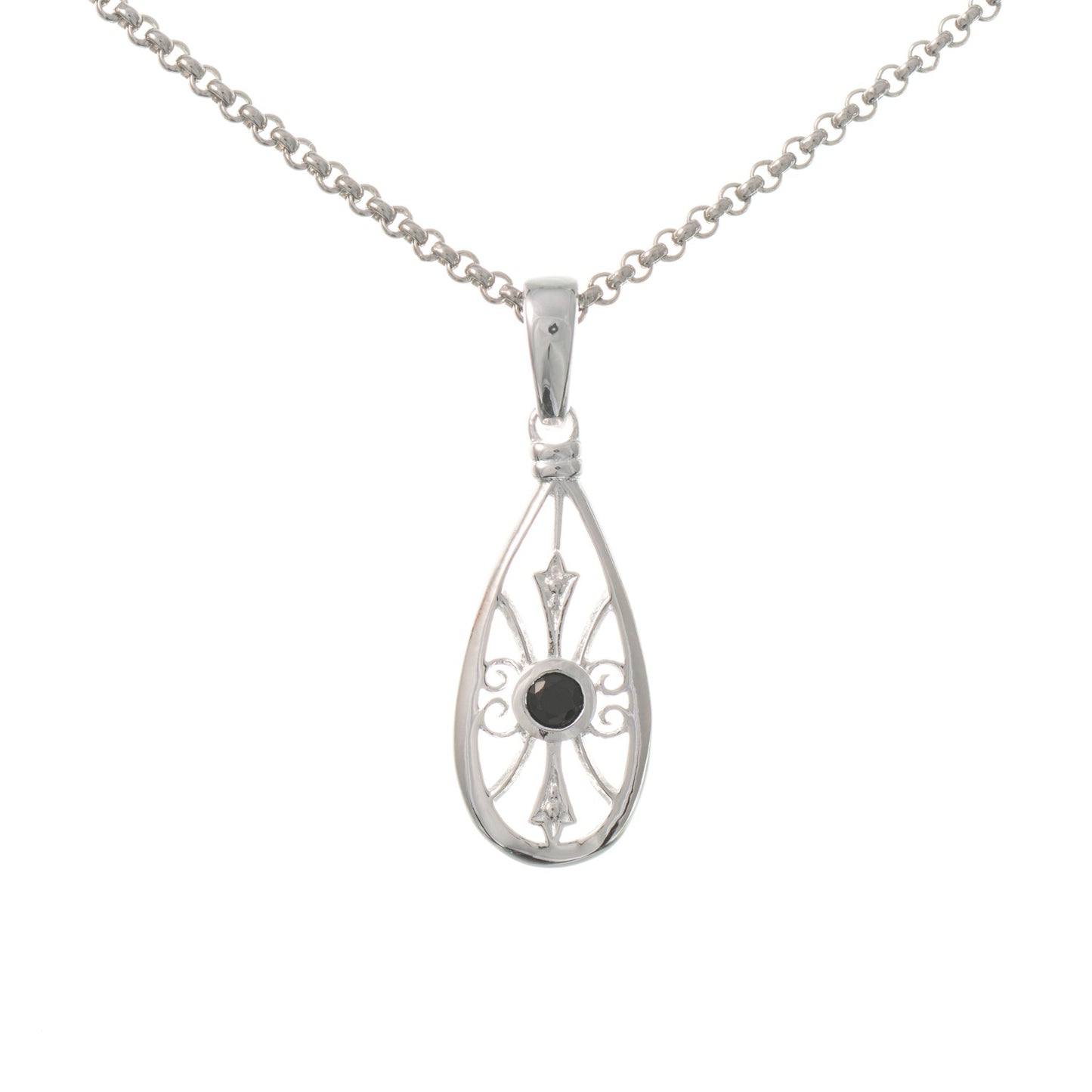 Anhänger mit Kette 925 Silber Zirkonia schwarz