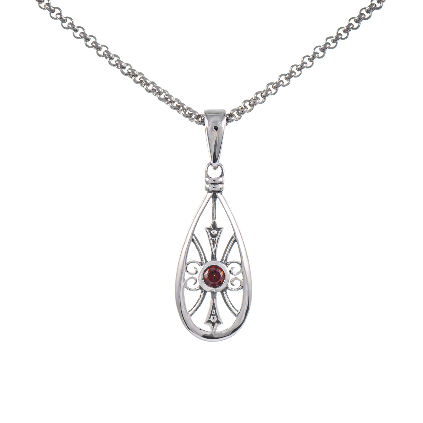 Anhänger mit Kette 925 Silber geschwärzt Granat