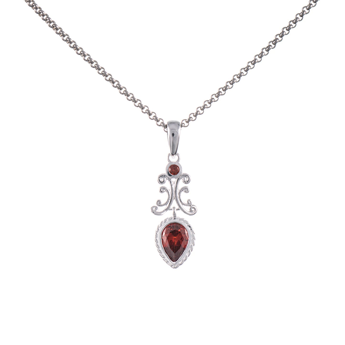 Anhänger mit Kette 925 Silber Zirkonia rot