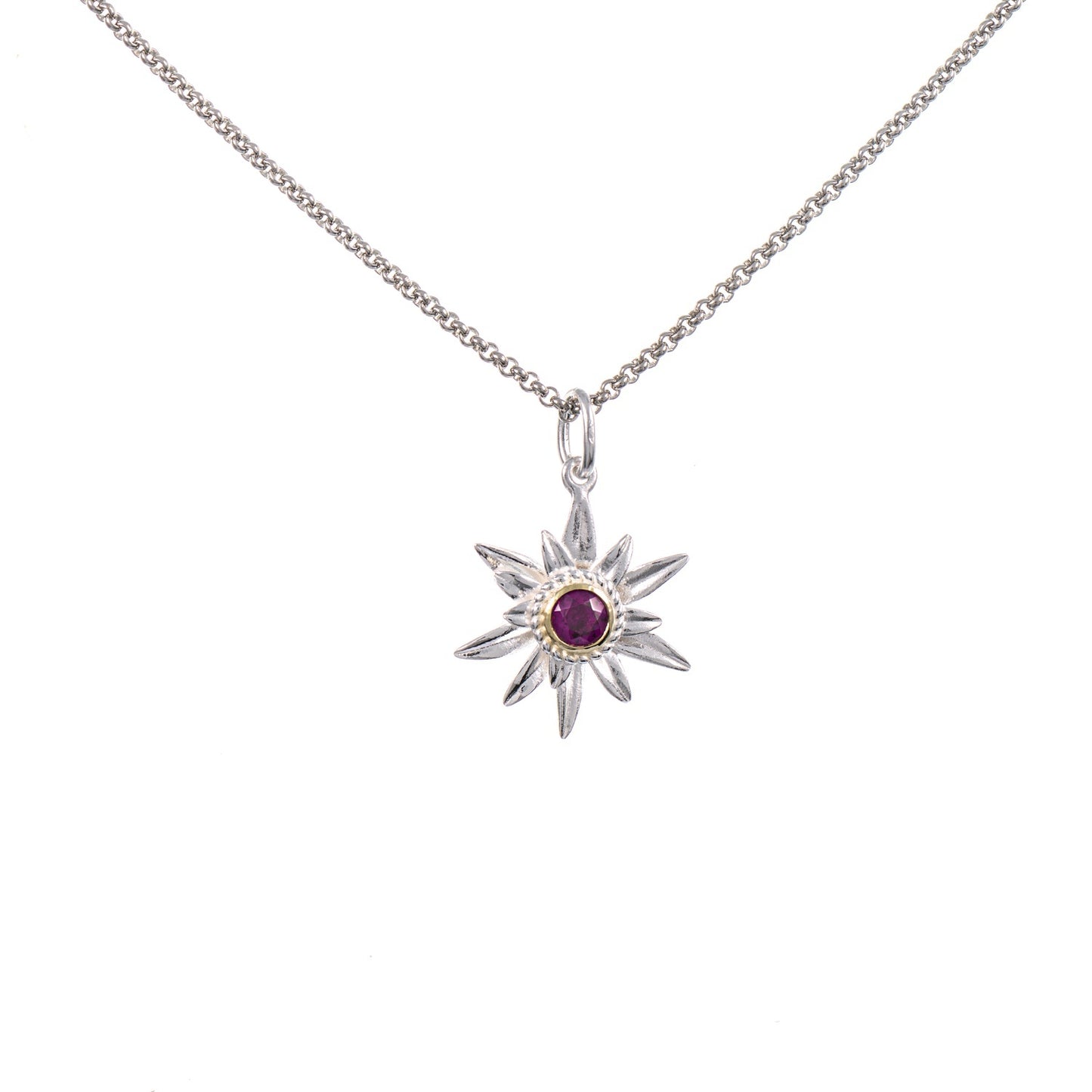 Anhänger Edelweiss mit Kette 925 Silber teilvergoldet Zirkonia beere