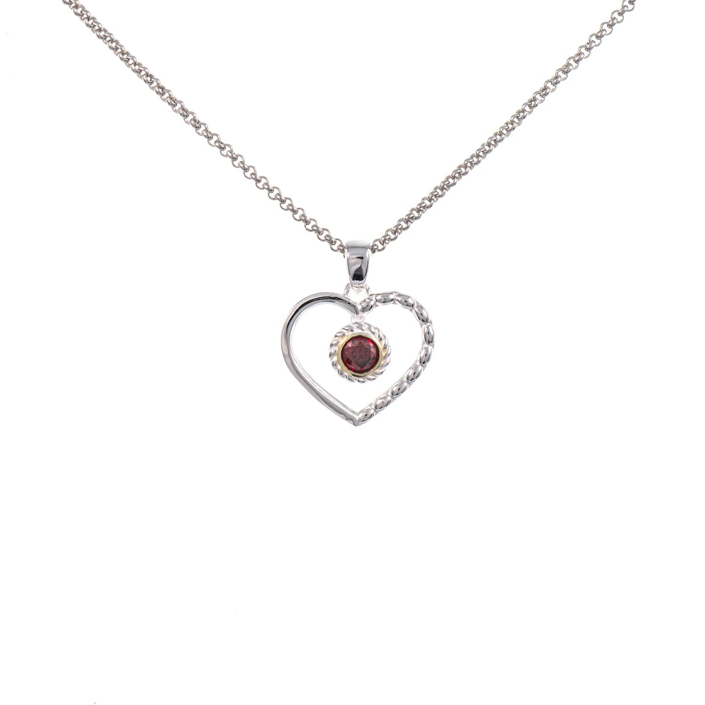 Anhänger Herz mit Kette 925 Silber teilvergoldet Zirkonia rot