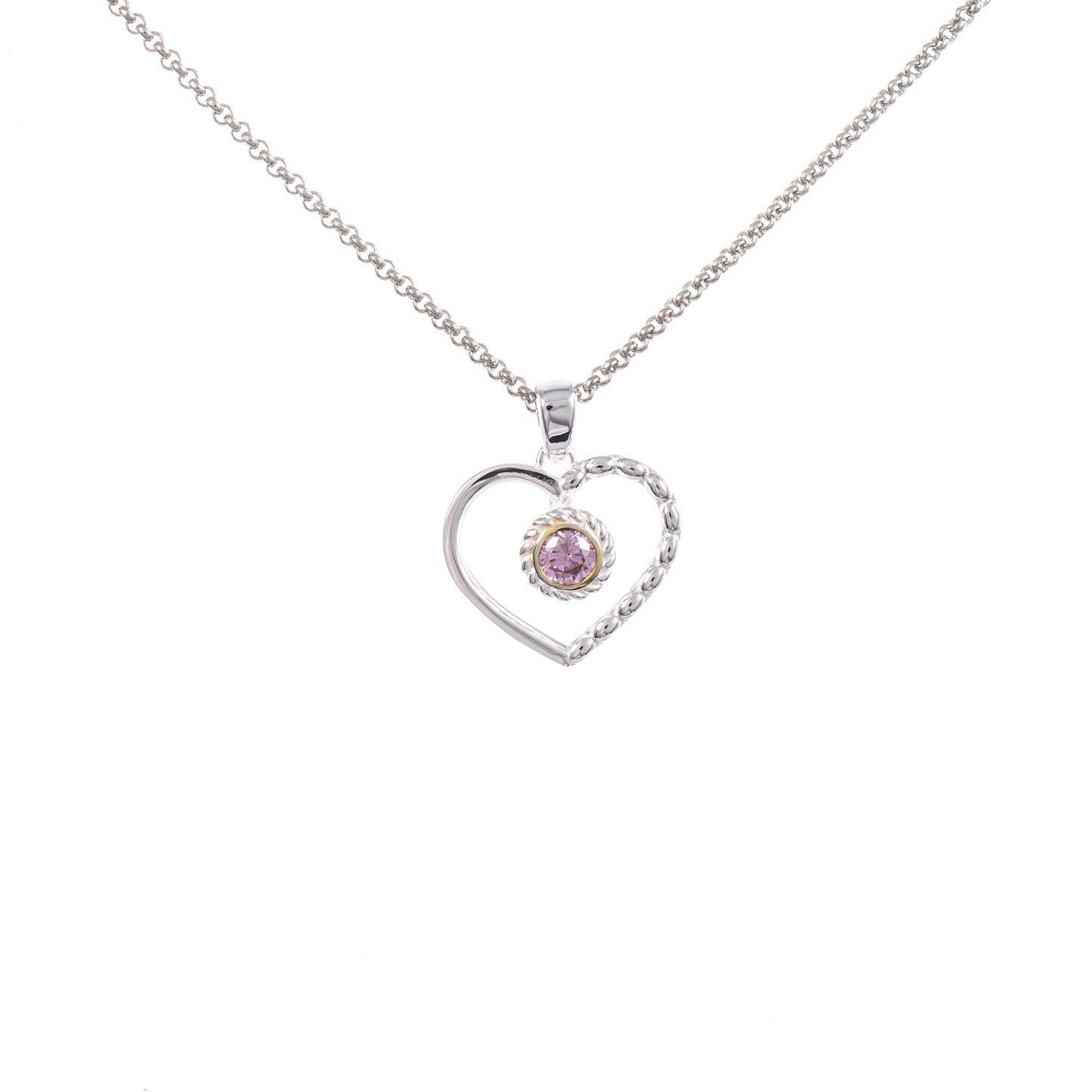 Anhänger Herz mit Kette 925 Silber teilvergoldet Zirkonia rosa