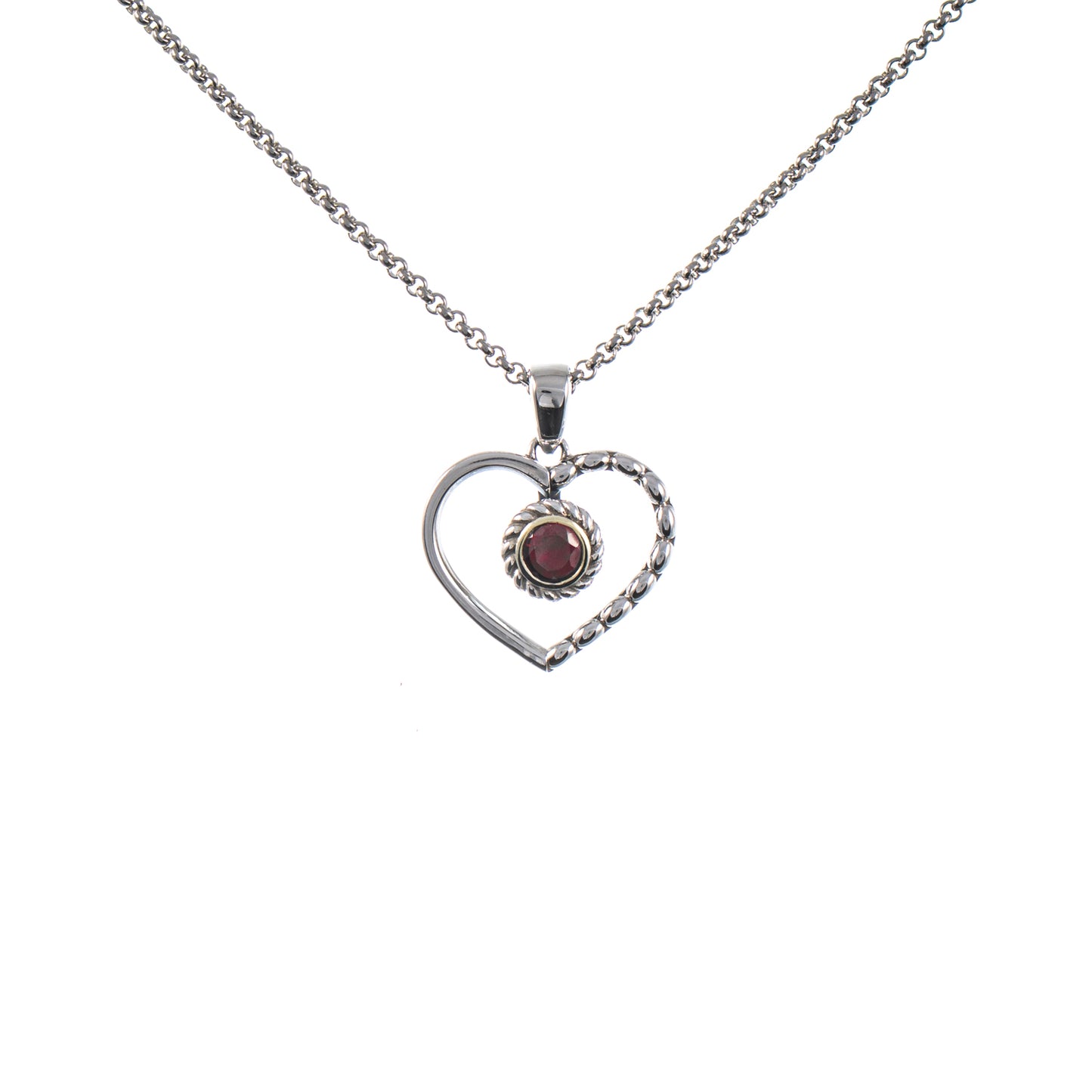 Anhänger Herz mit Kette 925 Silber geschwärzt Granat