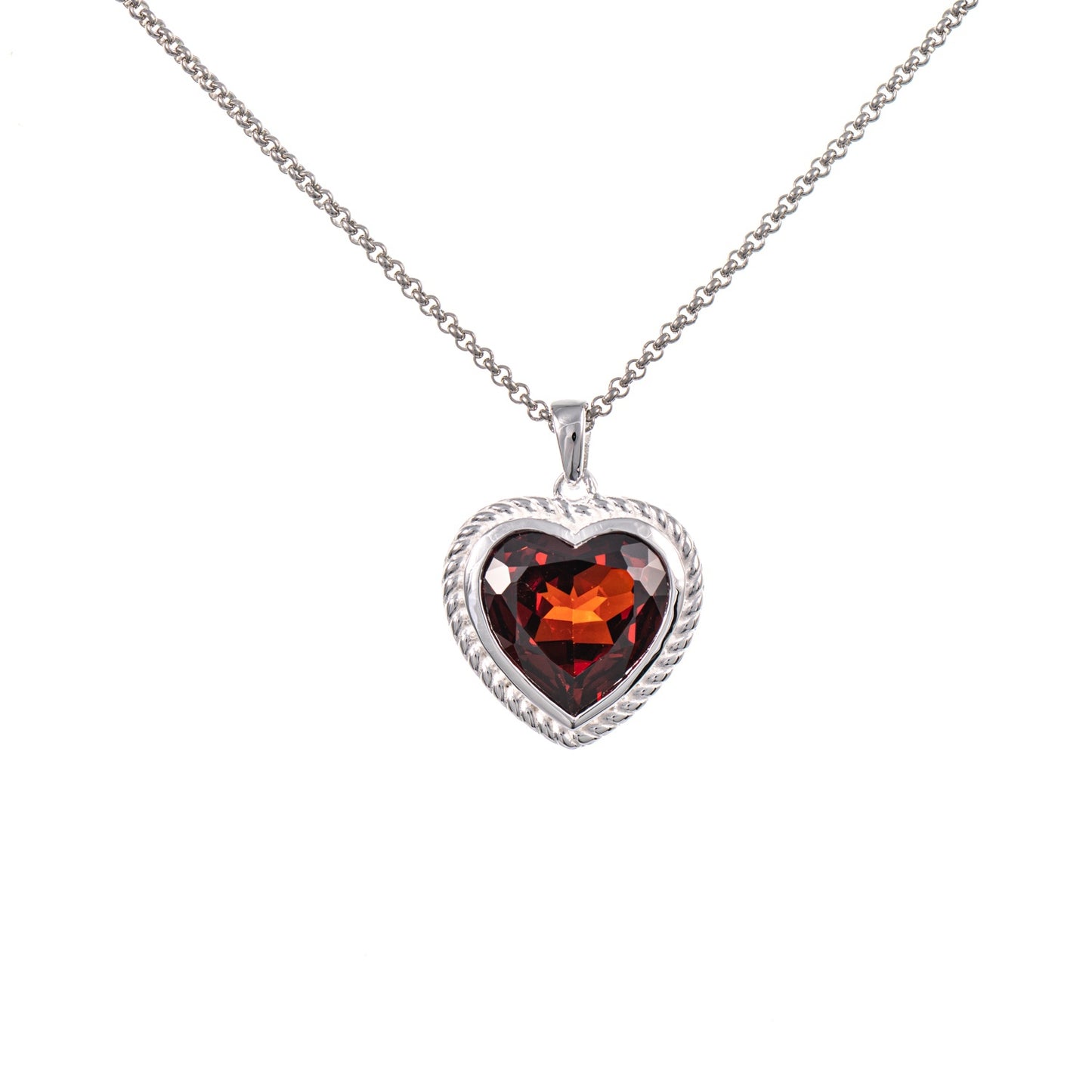 Anhänger Herz geschliffen mit Kette 925 Silber Zirkonia rot