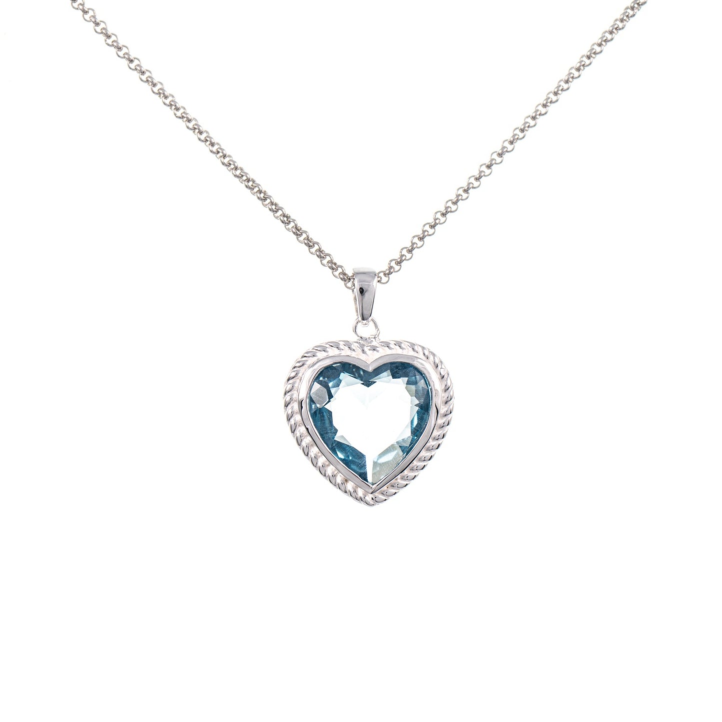 Anhänger Herz geschliffen mit Kette 925 Silber Zirkonia hellblau