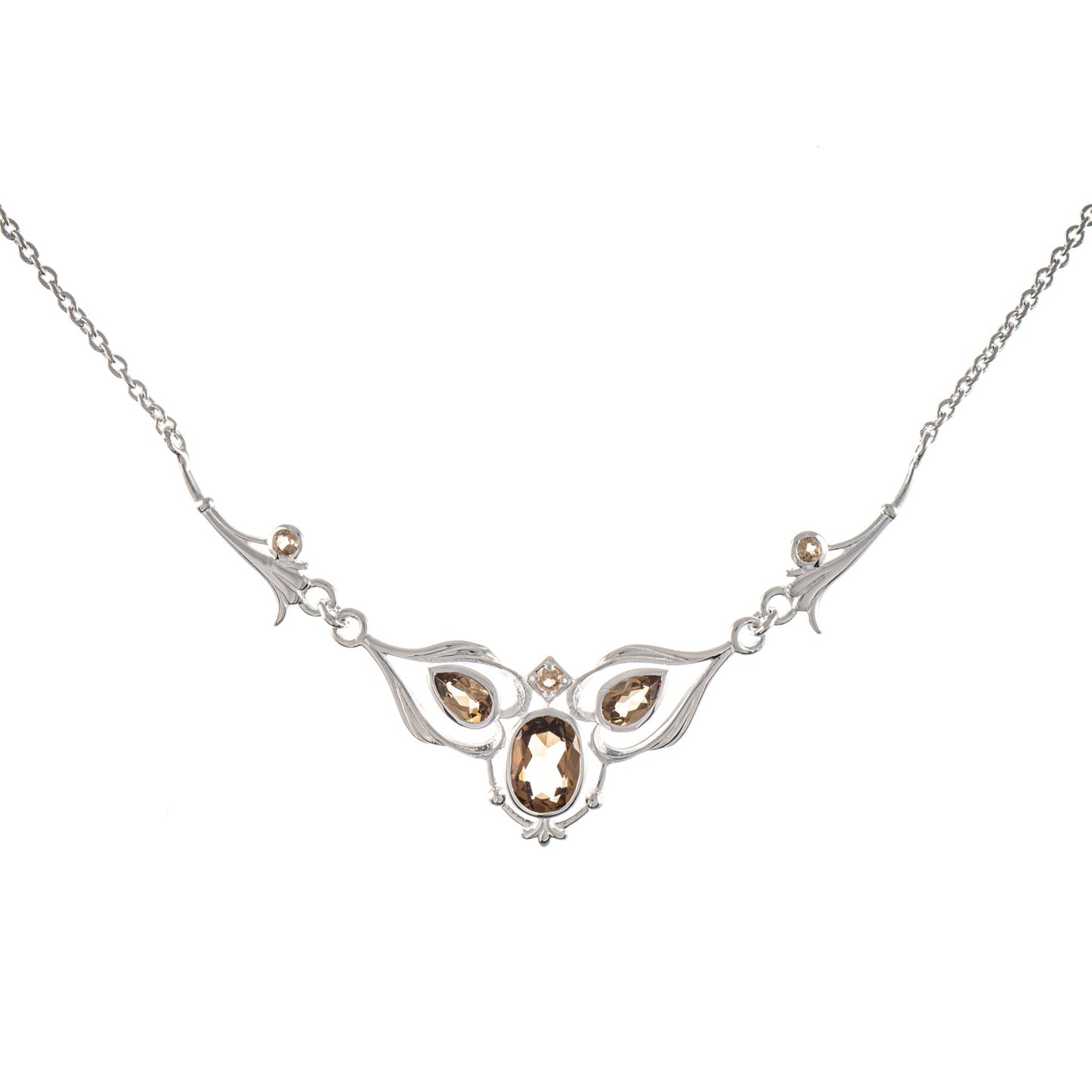 Collier 925 Silber Zirkonia cognac