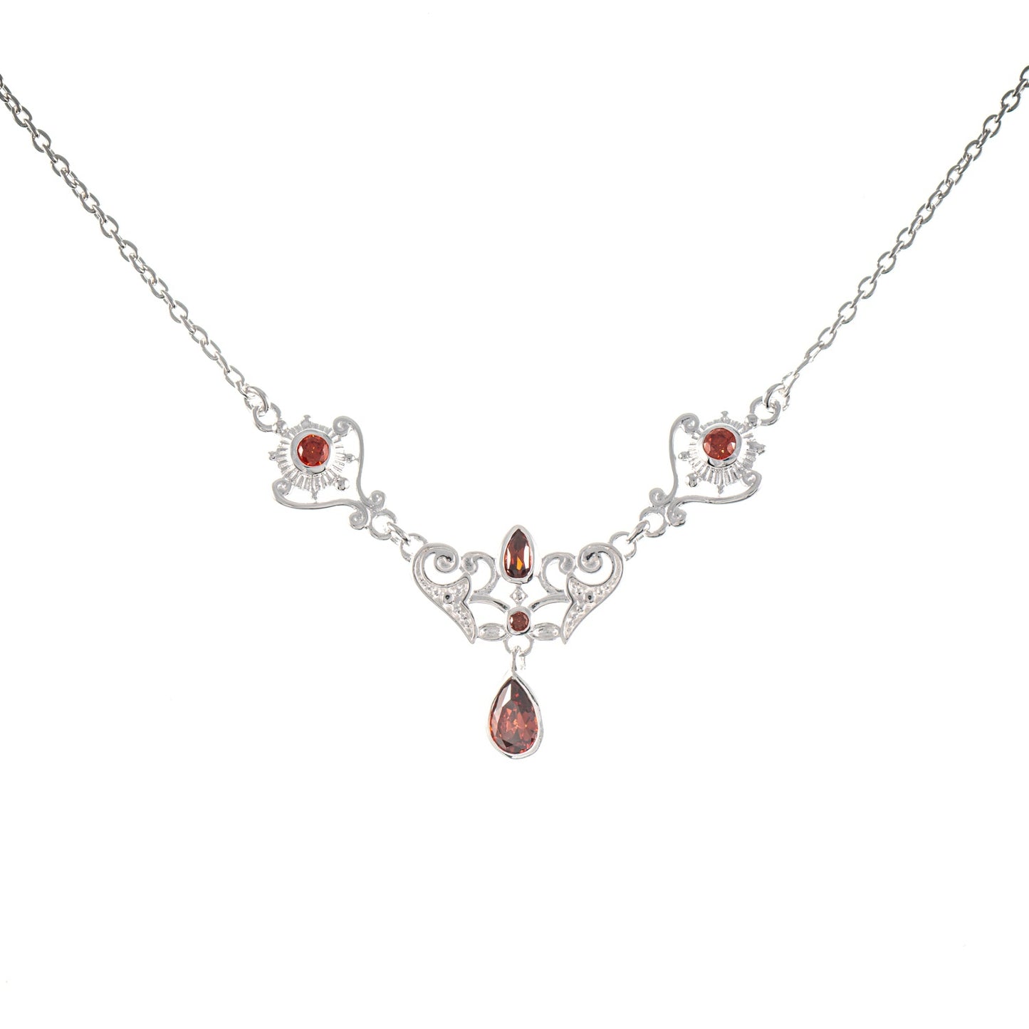Collier 925 Silber Zirkonia rot