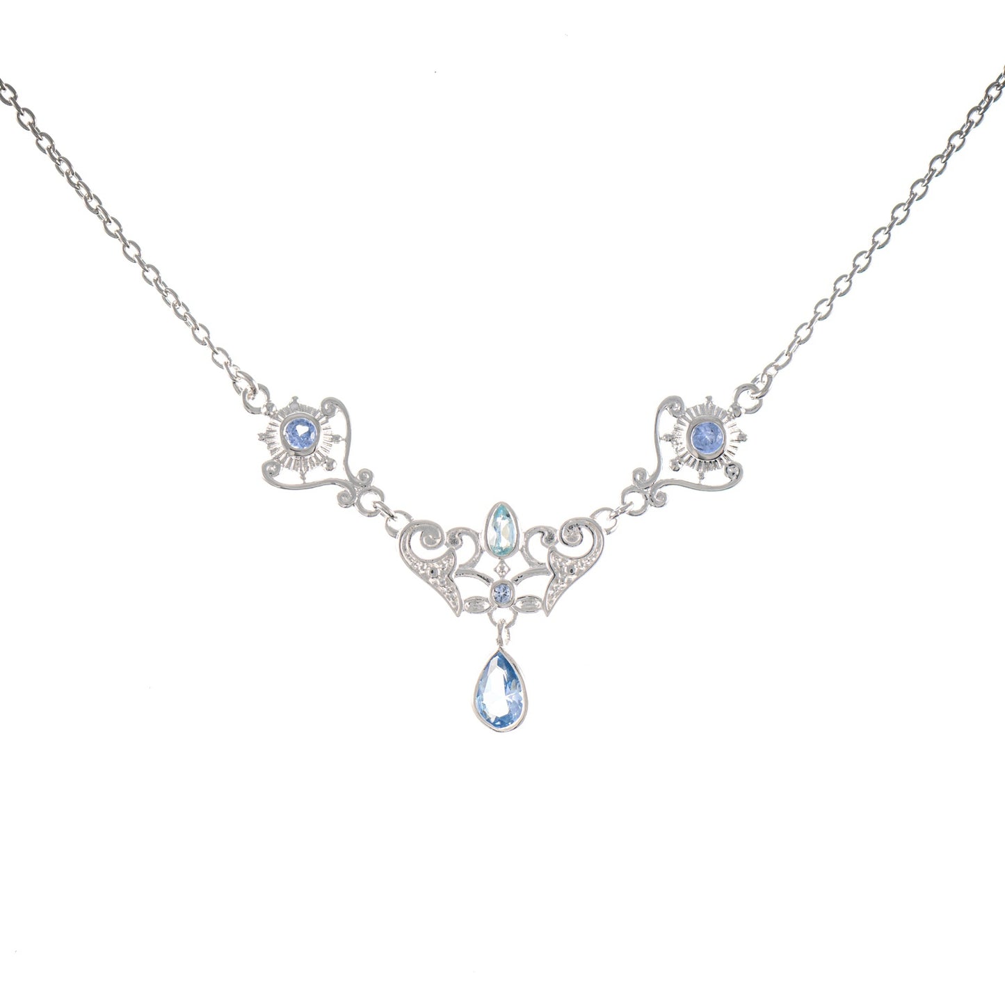 Collier 925 Silber Zirkonia hellblau