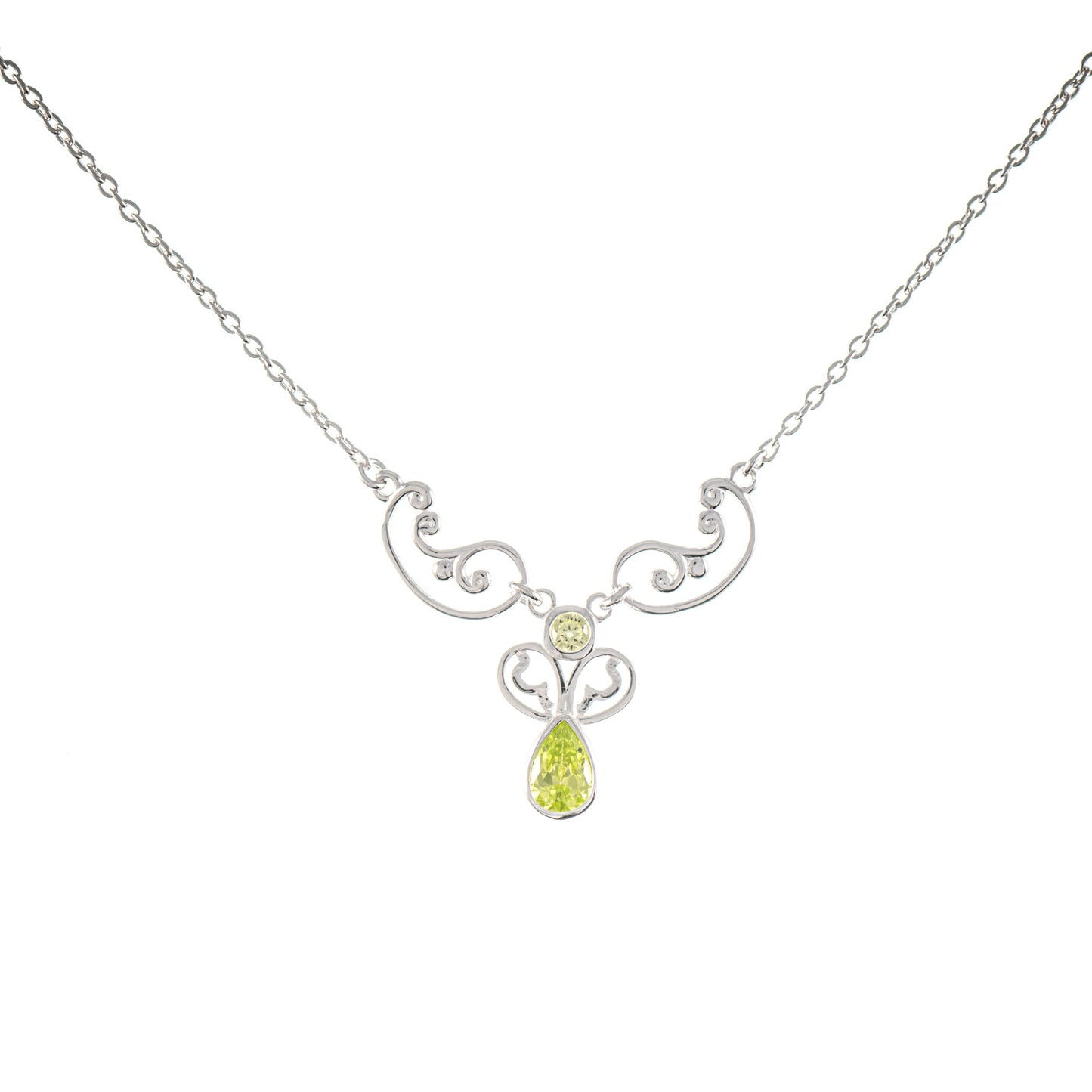 Collier 925 Silber Zirkonia hellgrün