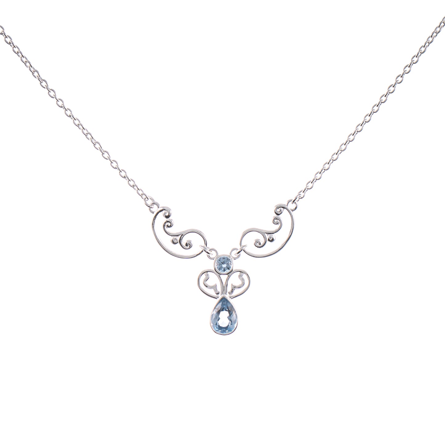 Collier 925 Silber Zirkonia hellblau